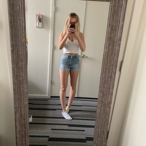 High Rise Light Wash Shorts